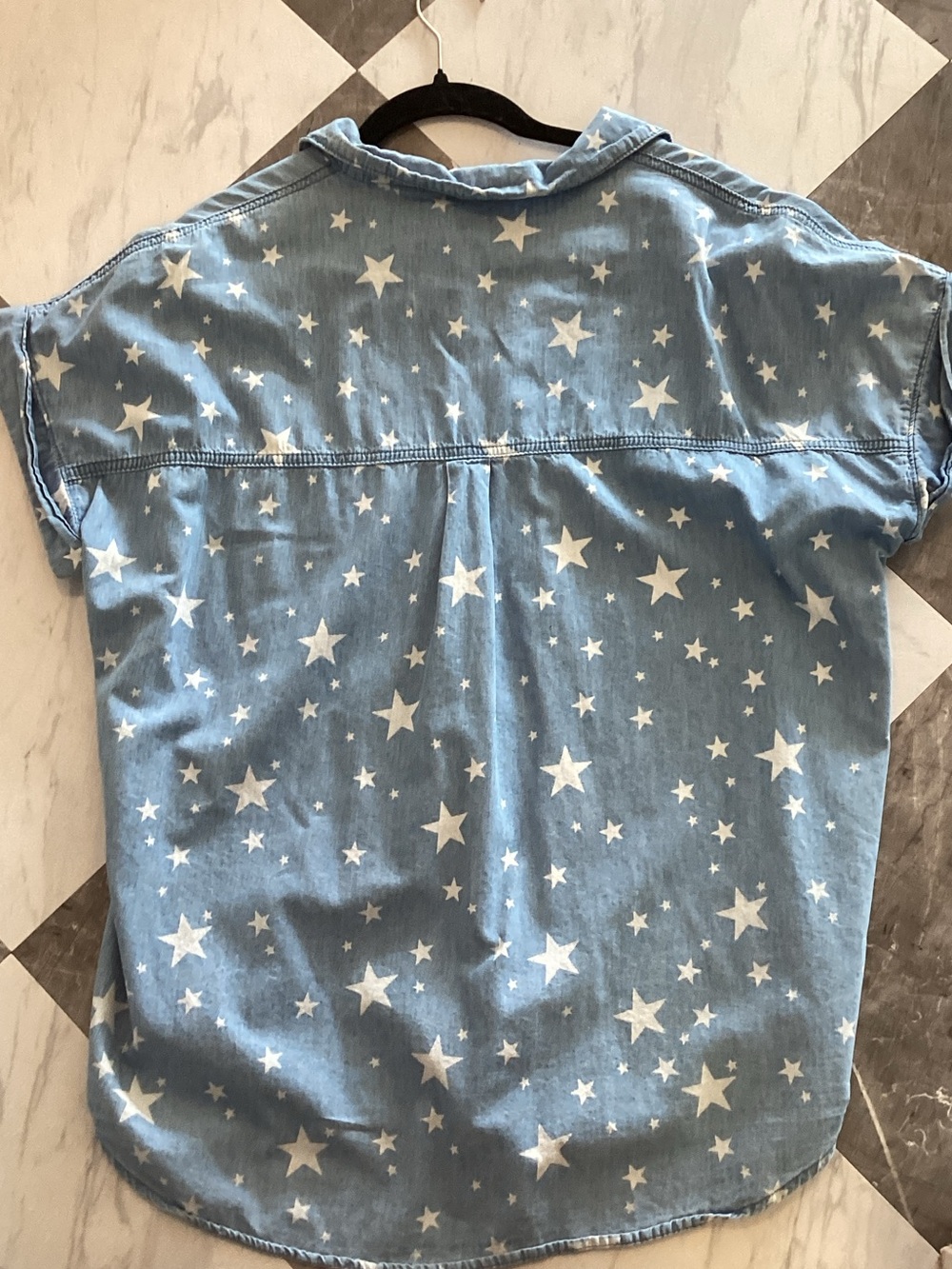 061 Windsor Blue Star-Print Short Sleeve Button-Down Shirt - Picture 2 of 3